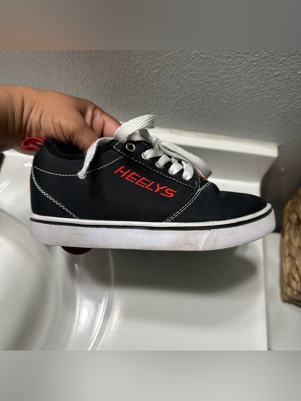 Heelys Kids' Black Canvas Skate Shoe with Red Logo